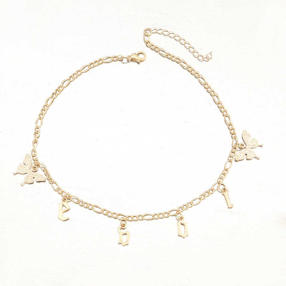 Collana con Pendente a Farfalla Minimalista per Ragazze in Lega Metallica con Catena a Onda d'Acqua Collana girocollo per Bambini