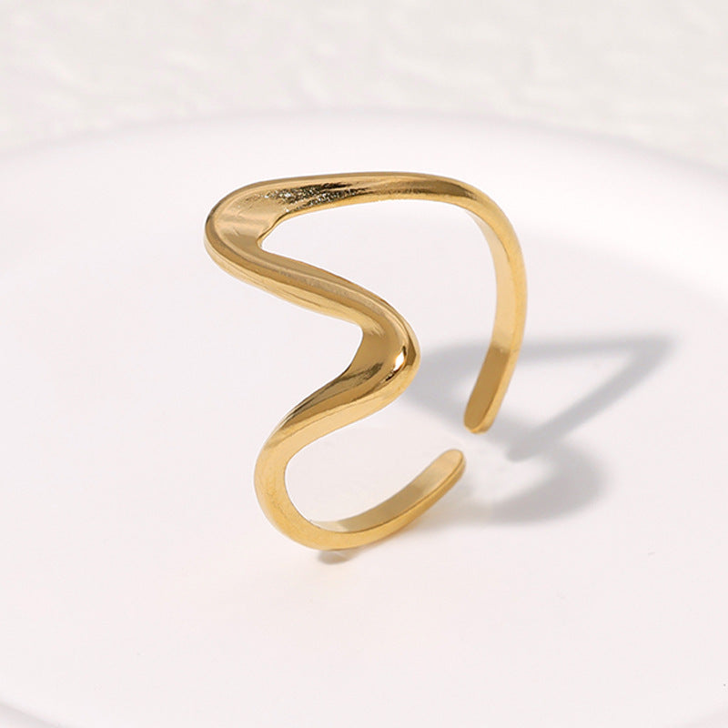 Minimalist Geometric Stainless Steel Open Ring for Women with Plated Finish and Clean Line Design