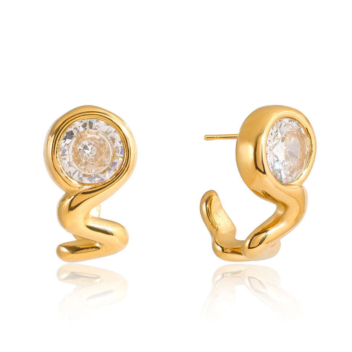 Orecchini a perno geometrici in acciaio inossidabile con strass, finitura placcata, gioielli di lusso minimalisti da donna per l'autunno e l'inverno