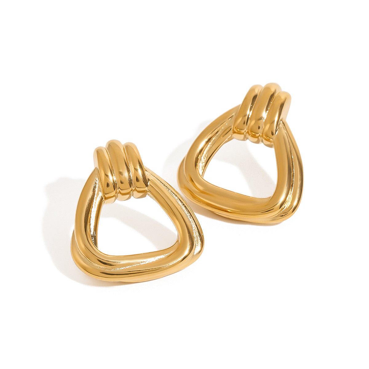 Minimalist Geometric Triangle Titanium Steel Plated Earrings for Women