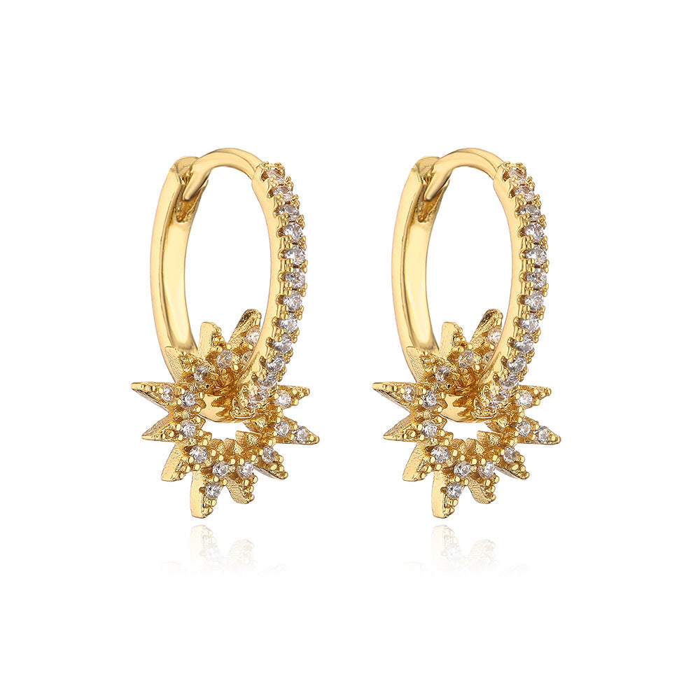 Orecchini a cerchio in rame stile geometrico con placcatura in oro 18K e finitura smaltata per donna