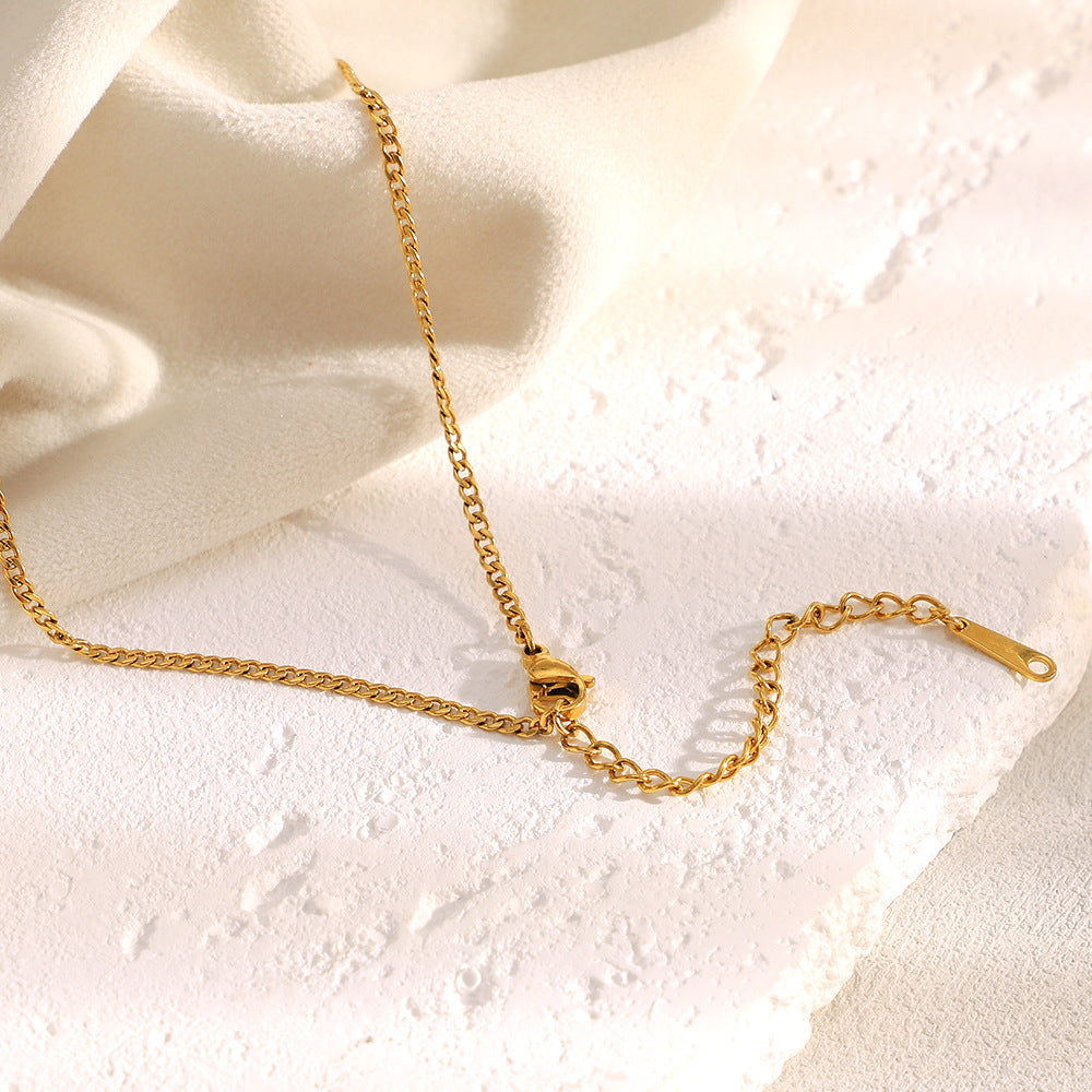 Collana da donna con ciondolo rotondo in zircone placcato oro 18 carati in acciaio inossidabile geometrico minimalista