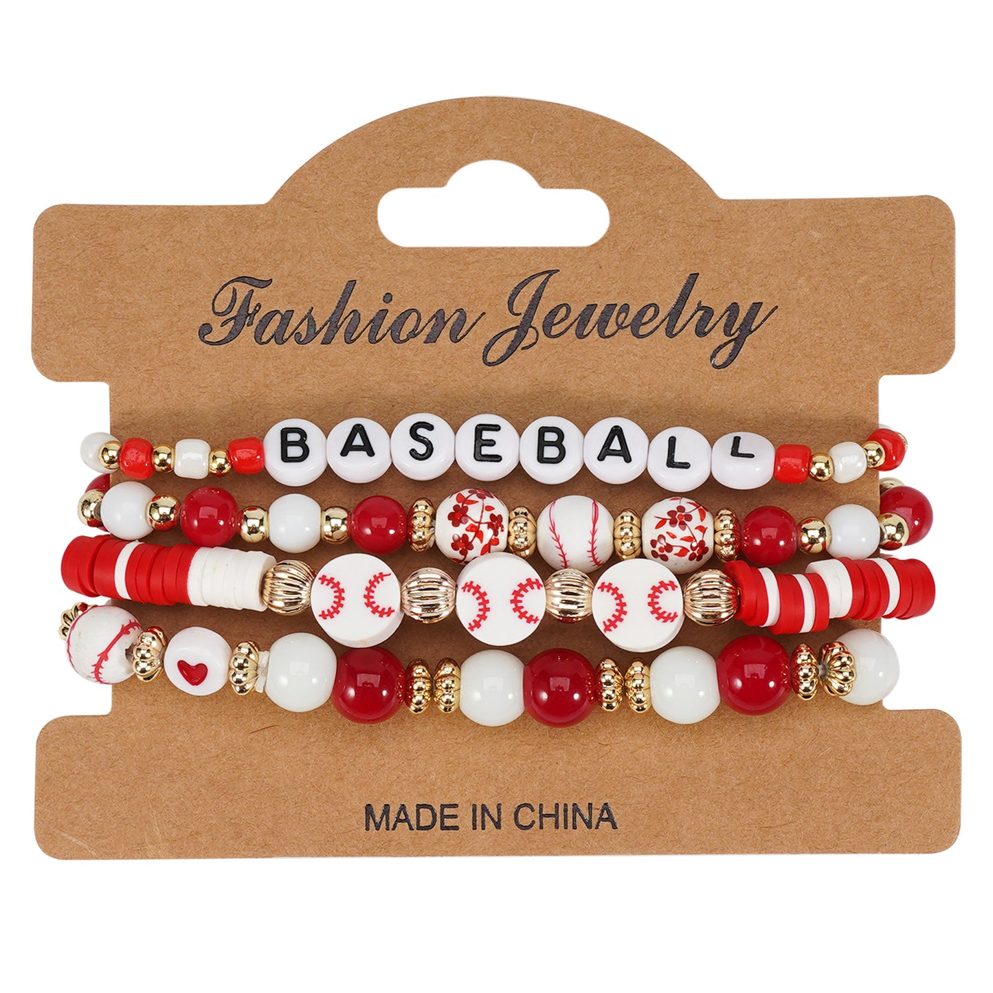 Set di braccialetti elastici unisex con perline, con elementi a tema basket, calcio, baseball e pallavolo
