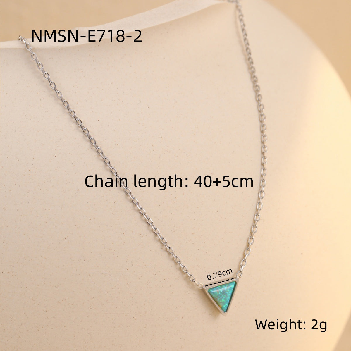 Collar con Colgante de Piedra Natural en Forma de Triángulo de Acero Inoxidable con Acabado Chapado para Mujer