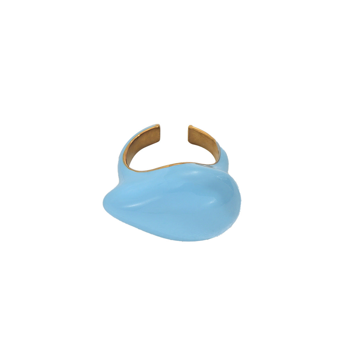 Anillo de Cobre con Forma de Gota de Agua Geométrica Minimalista con Acabado Esmaltado para Mujer