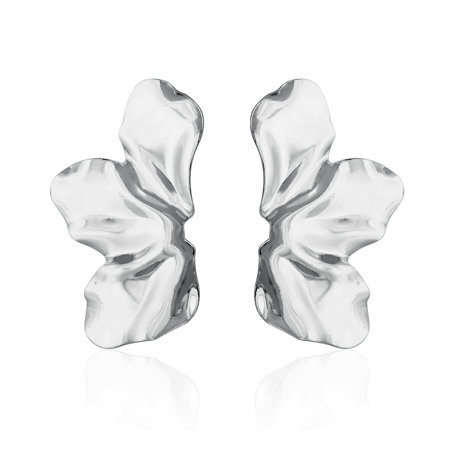 Vintage Geometric Zinc Alloy Earrings with Polished Leaf Design for Women