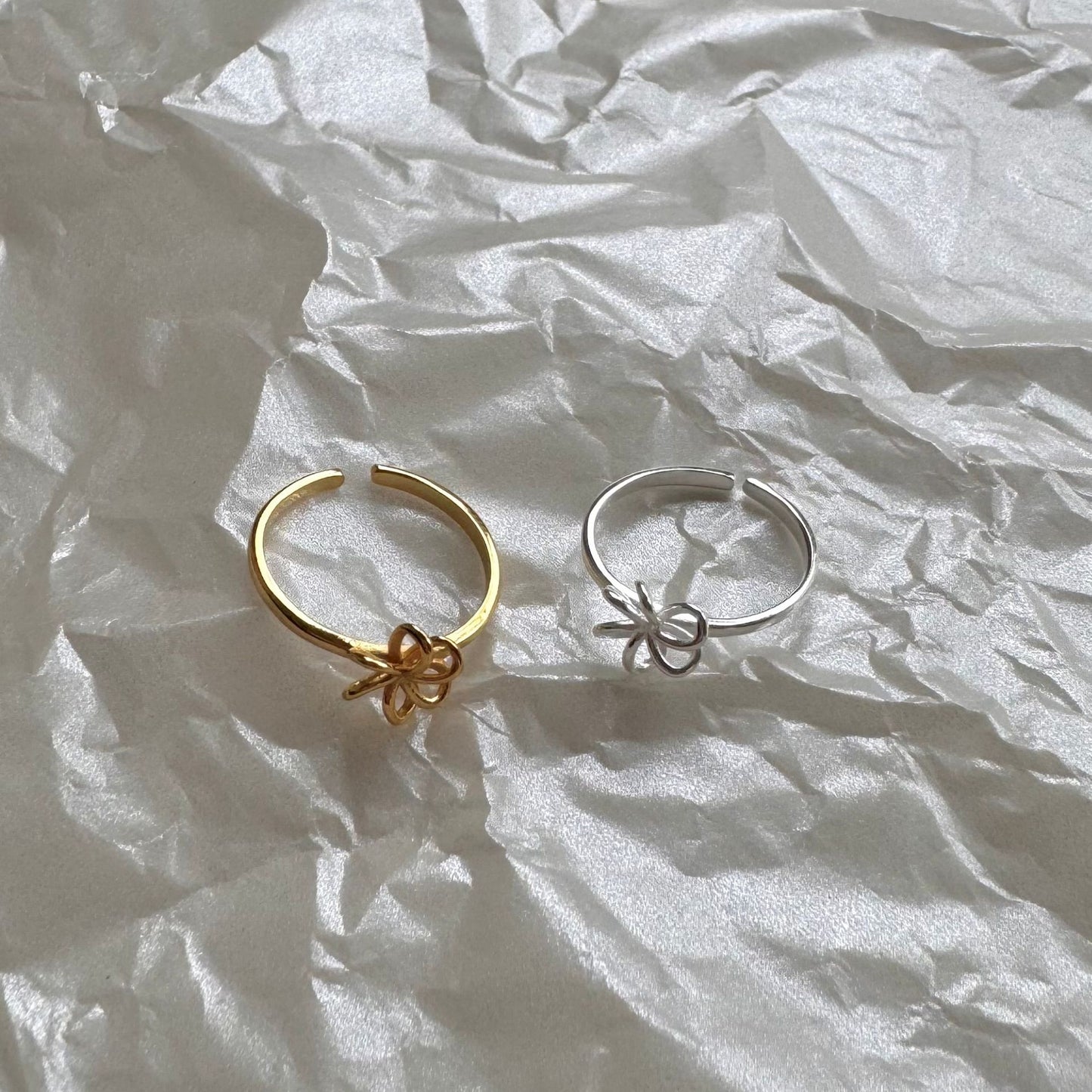 Anello aperto floreale minimalista in argento sterling 925 per donna