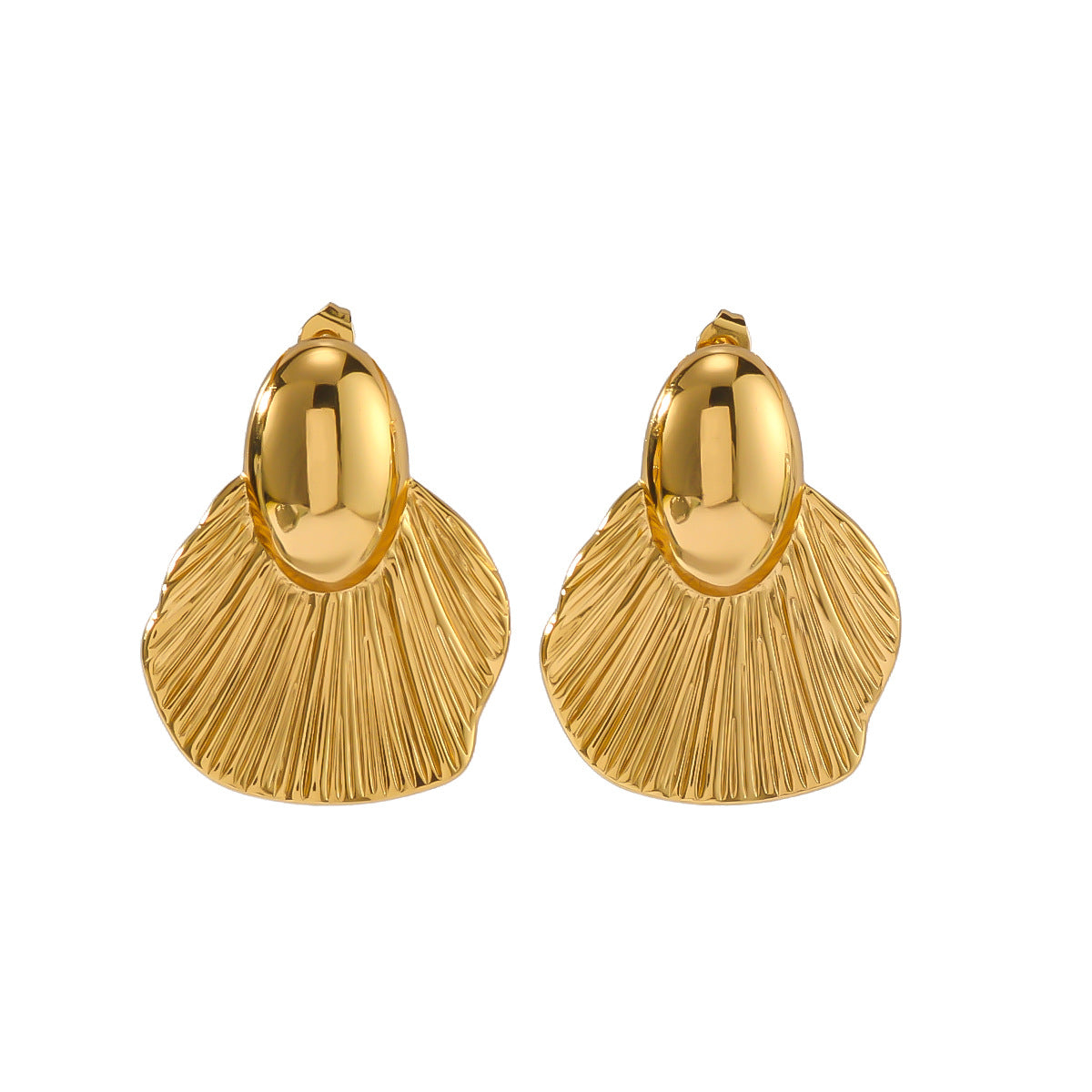 Minimalist Asymmetrical Geometric Stainless Steel Earrings with 18K Vacuum Plating for Women