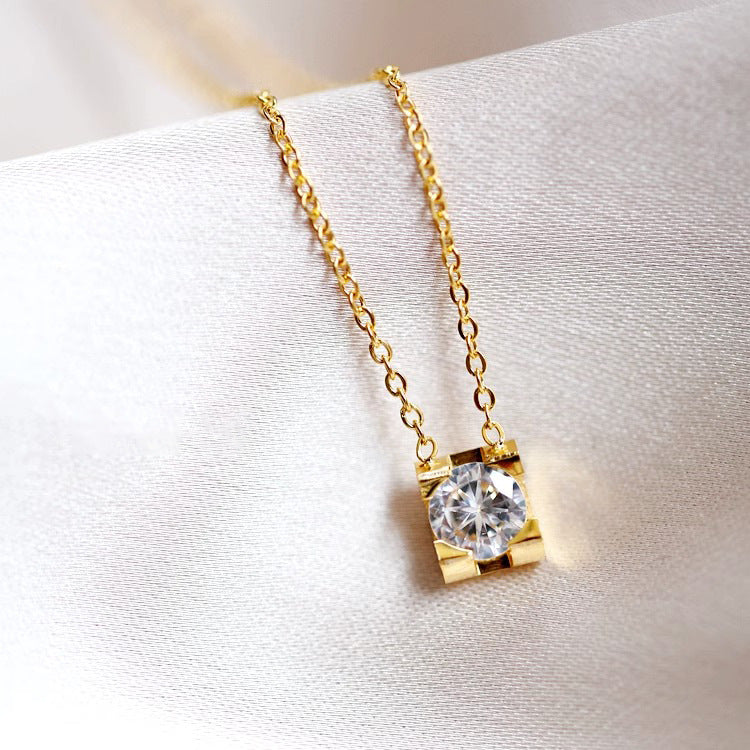 Minimalist Animal-Shaped Titanium Steel Plated Necklace with Cubic Zirconia Pendant for Women