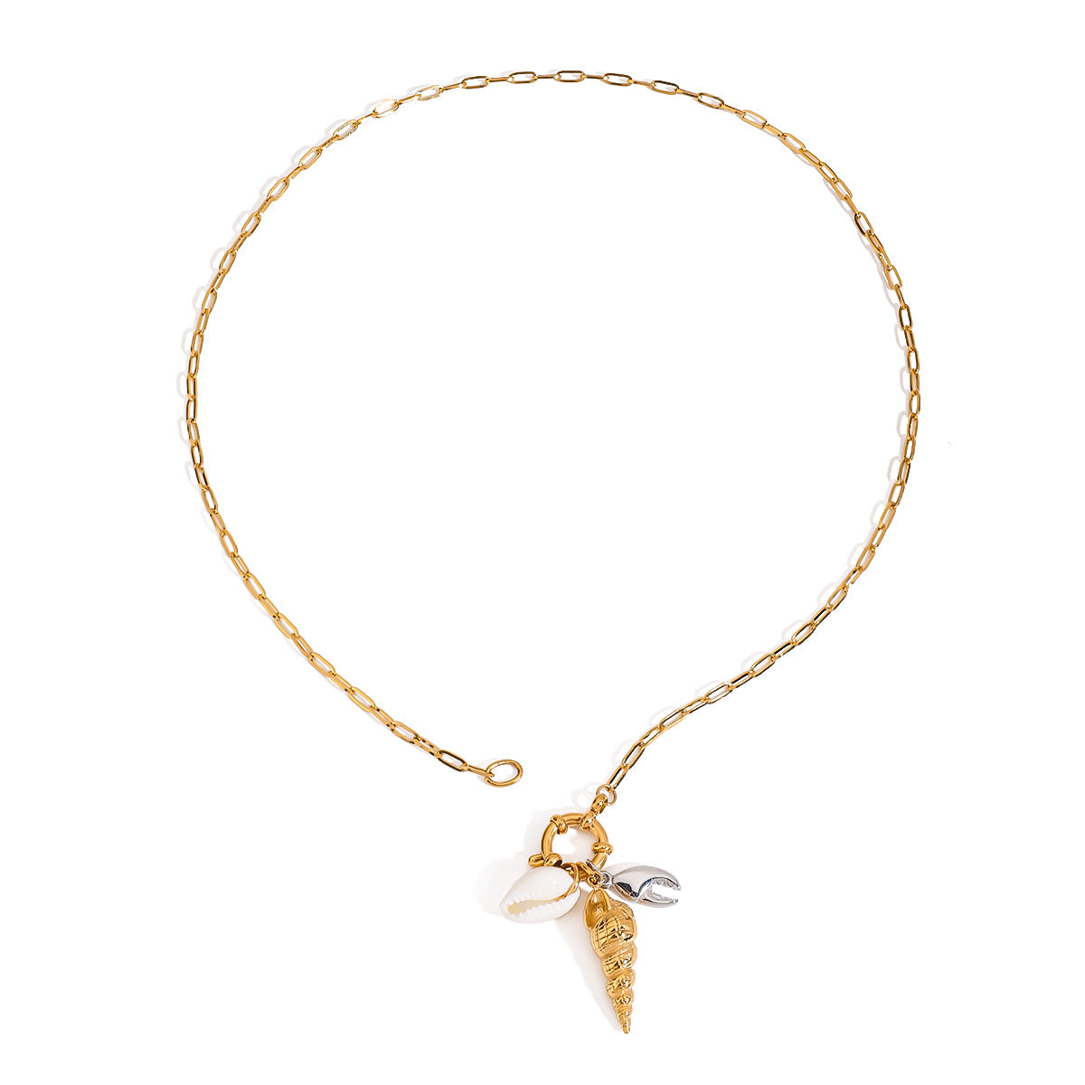 Elegant 18K Gold Plated Geometric Titanium Steel Pendant Necklace for Women
