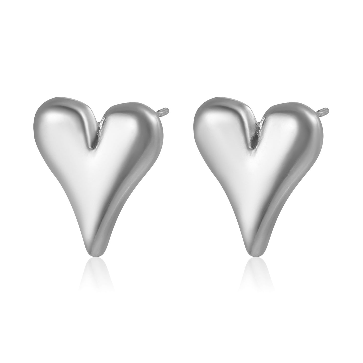 Pendientes de aleación con forma de corazón simétrico de estilo vintage y acabado chapado para mujer