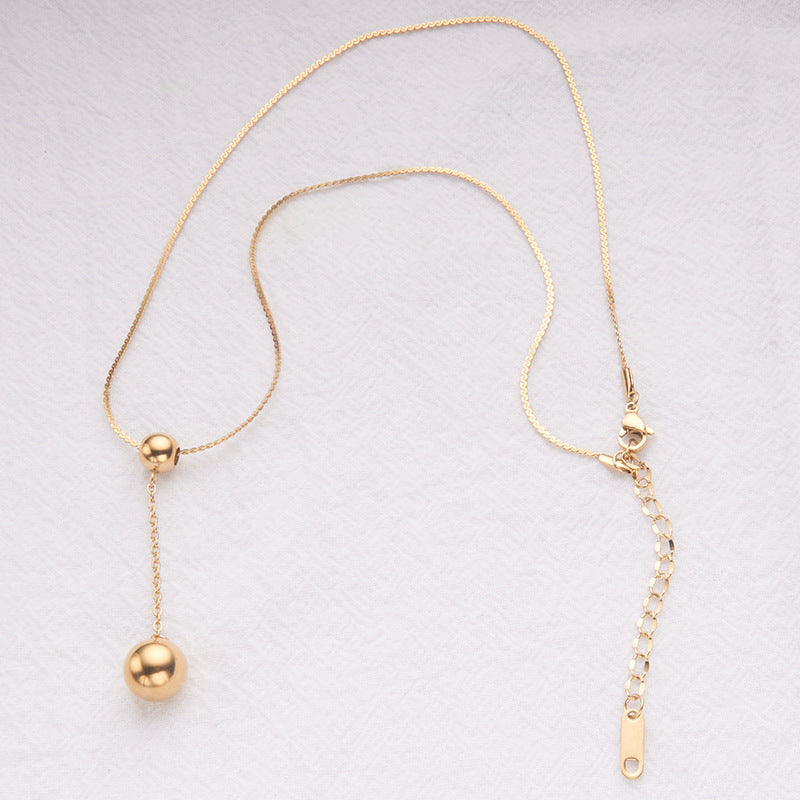 Minimalist Geometric Stainless Steel Necklace with Polished Finish and Delicate Fringe for Women