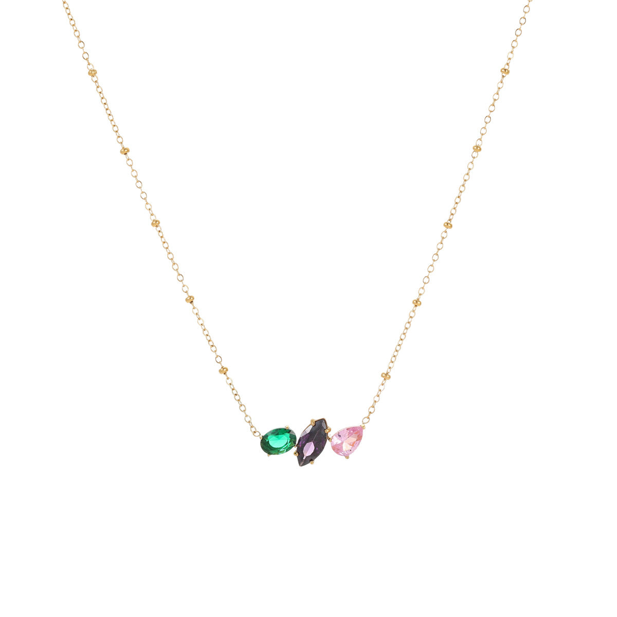 Collar de circonita con forma de lágrima, minimalista y a la moda, de acero inoxidable con chapado en oro de 18 quilates para mujer