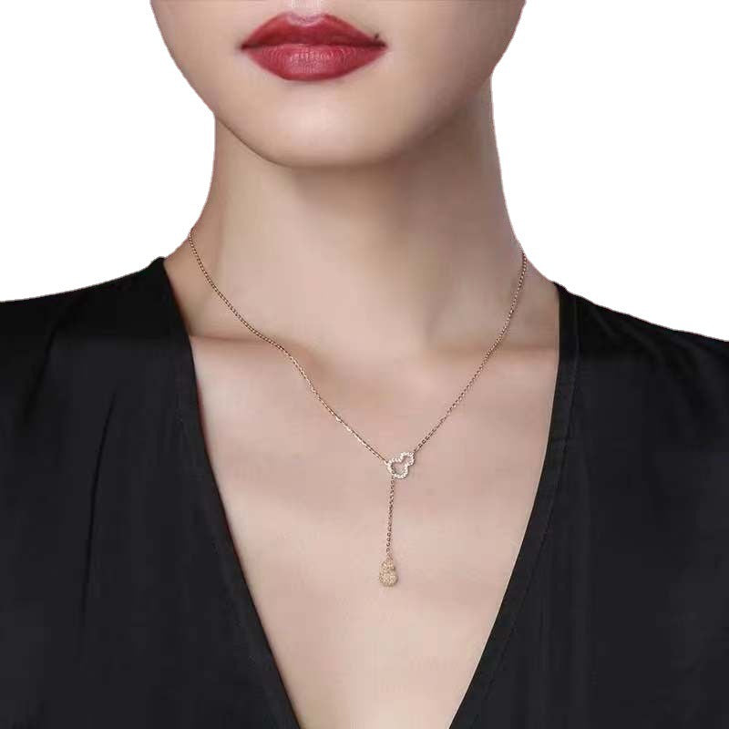 Minimalist Titanium Steel Electroplated Round Bead Chain Necklace for Women