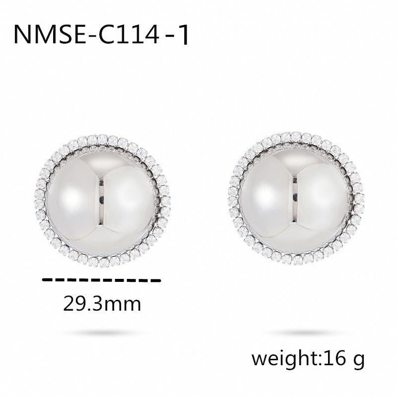 Orecchini a perno geometrici alla moda in acciaio inossidabile da donna con intarsio in zircone e placcatura in oro 18 carati