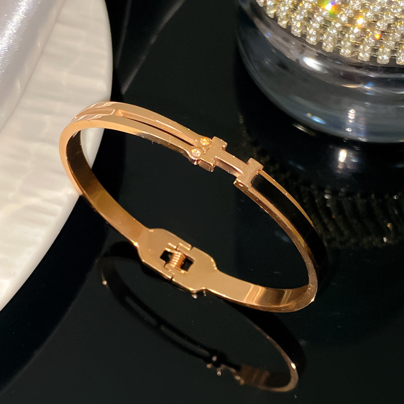Black Letter H Titanium Steel Plated Bracelet