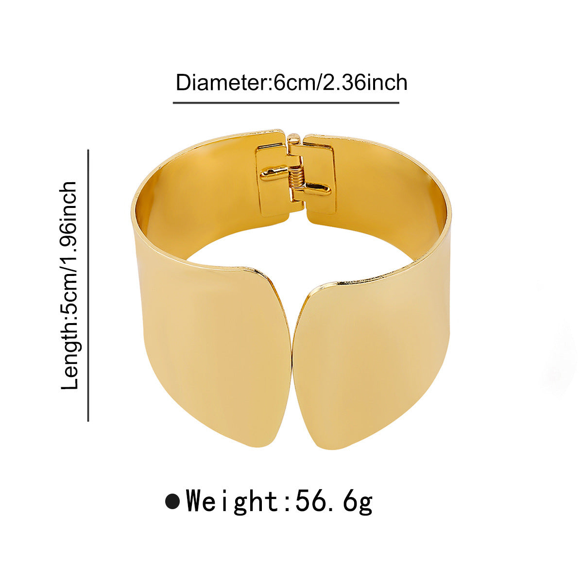 Bracciale da polso aperto in metallo liscio geometrico bicolore personalizzato