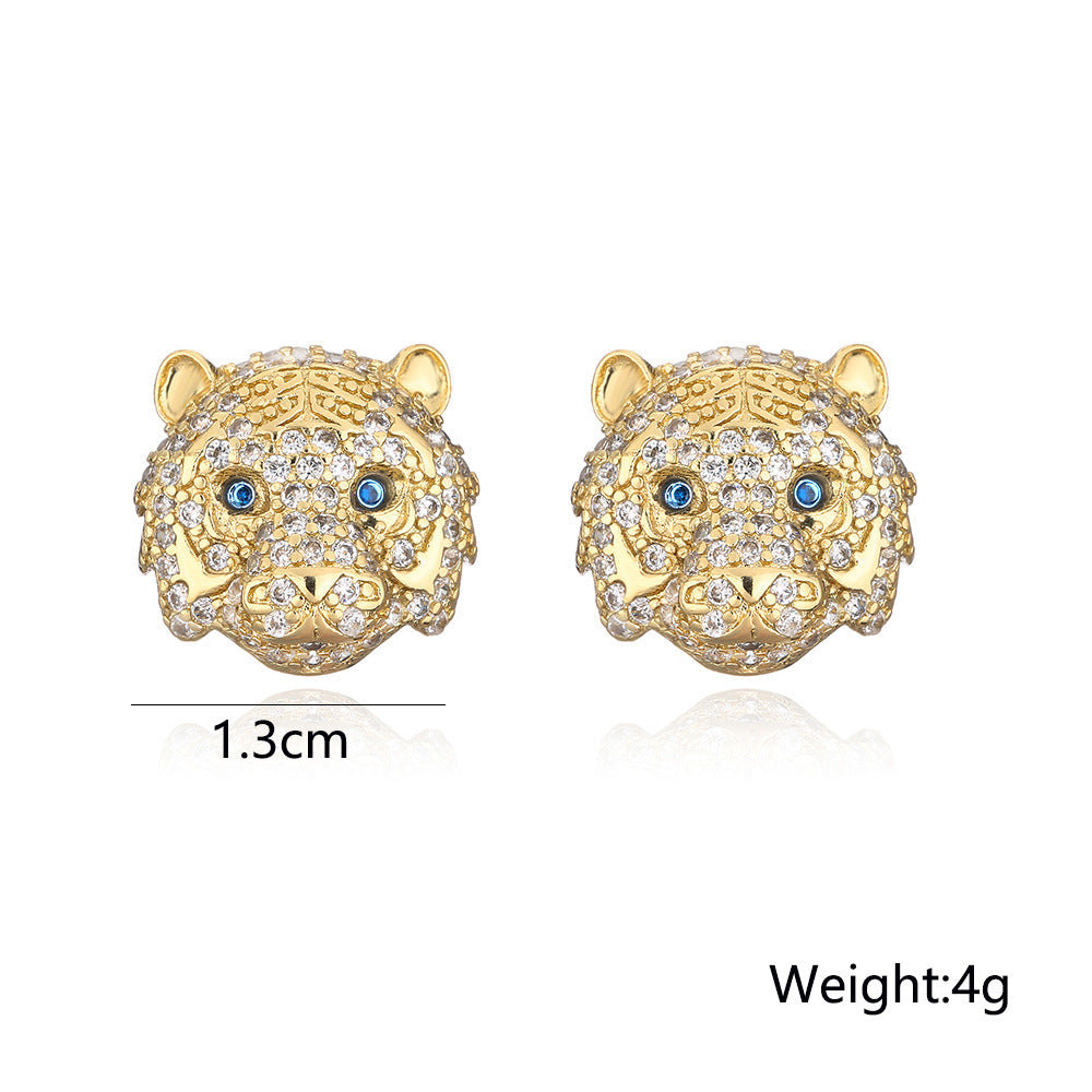 Orecchini geometrici minimalisti in rame con zirconia micro-pavé e placcatura in oro 18 carati da donna