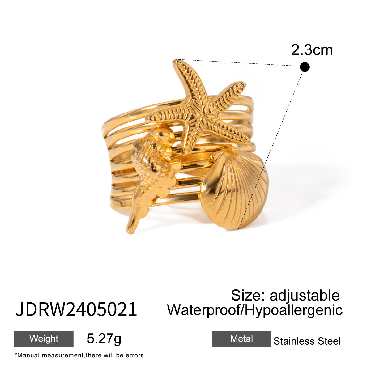 Geometric Titanium Steel Ring for Women with Plating Finish, Fashionable and Tarnish-Resistant Stainless Steel Jewelry