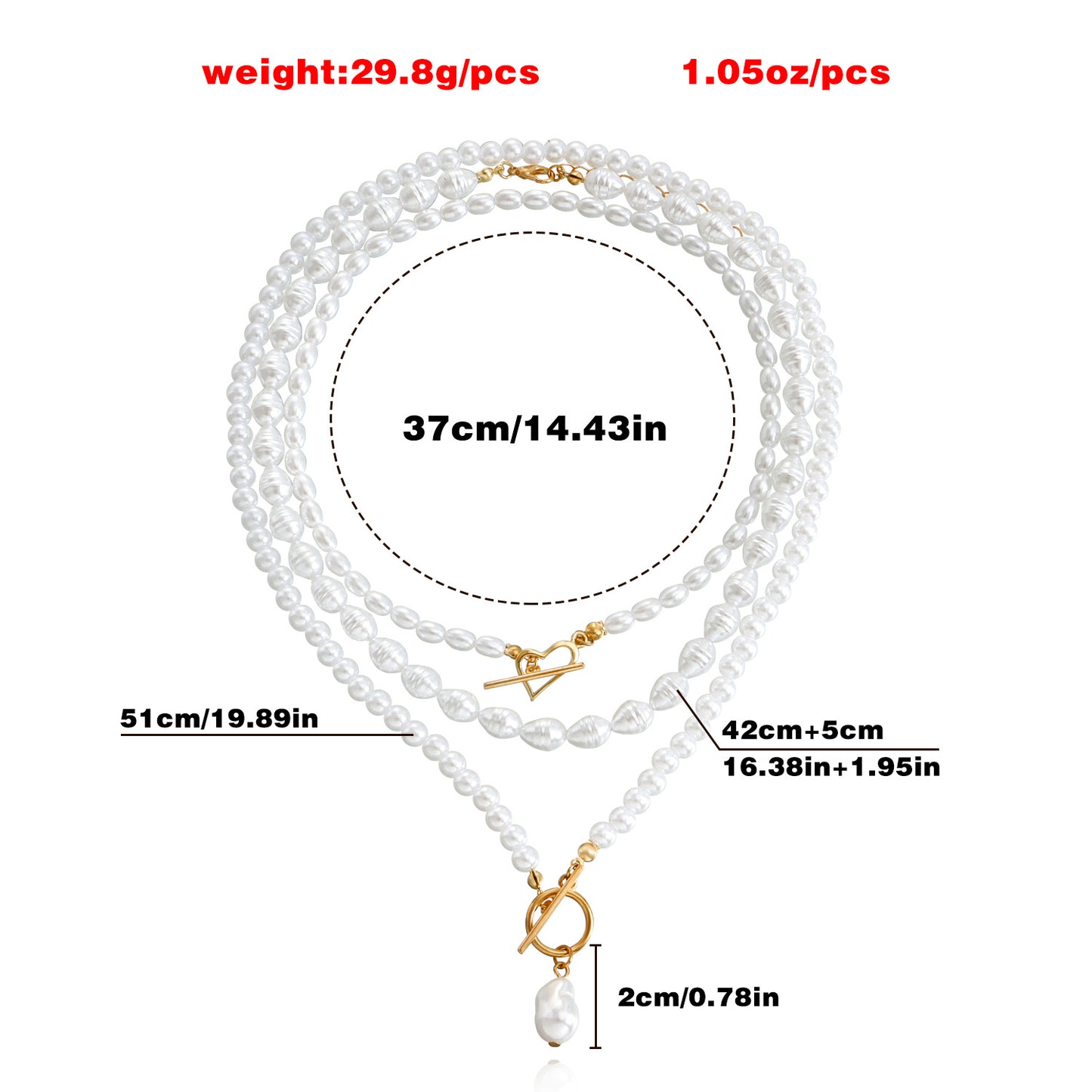 Vintage Baroque Pearl-Style Beaded Necklace with Geometric Pendant on Woven Chain for Women