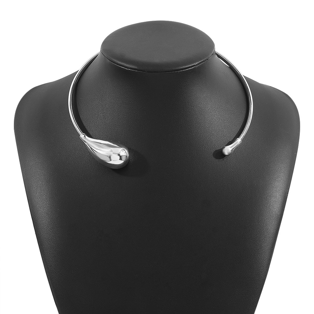 Minimalist Geometric Drop-Shaped Open Collar Necklace for Women with Electroplated Copper Alloy