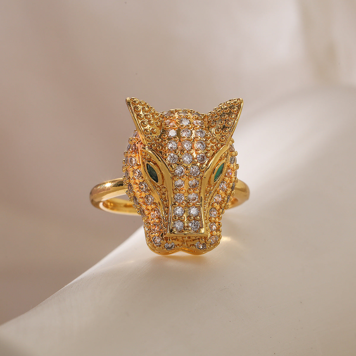 Anello geometrico irregolare minimalista da donna in rame con zirconi micro-pavé e perle