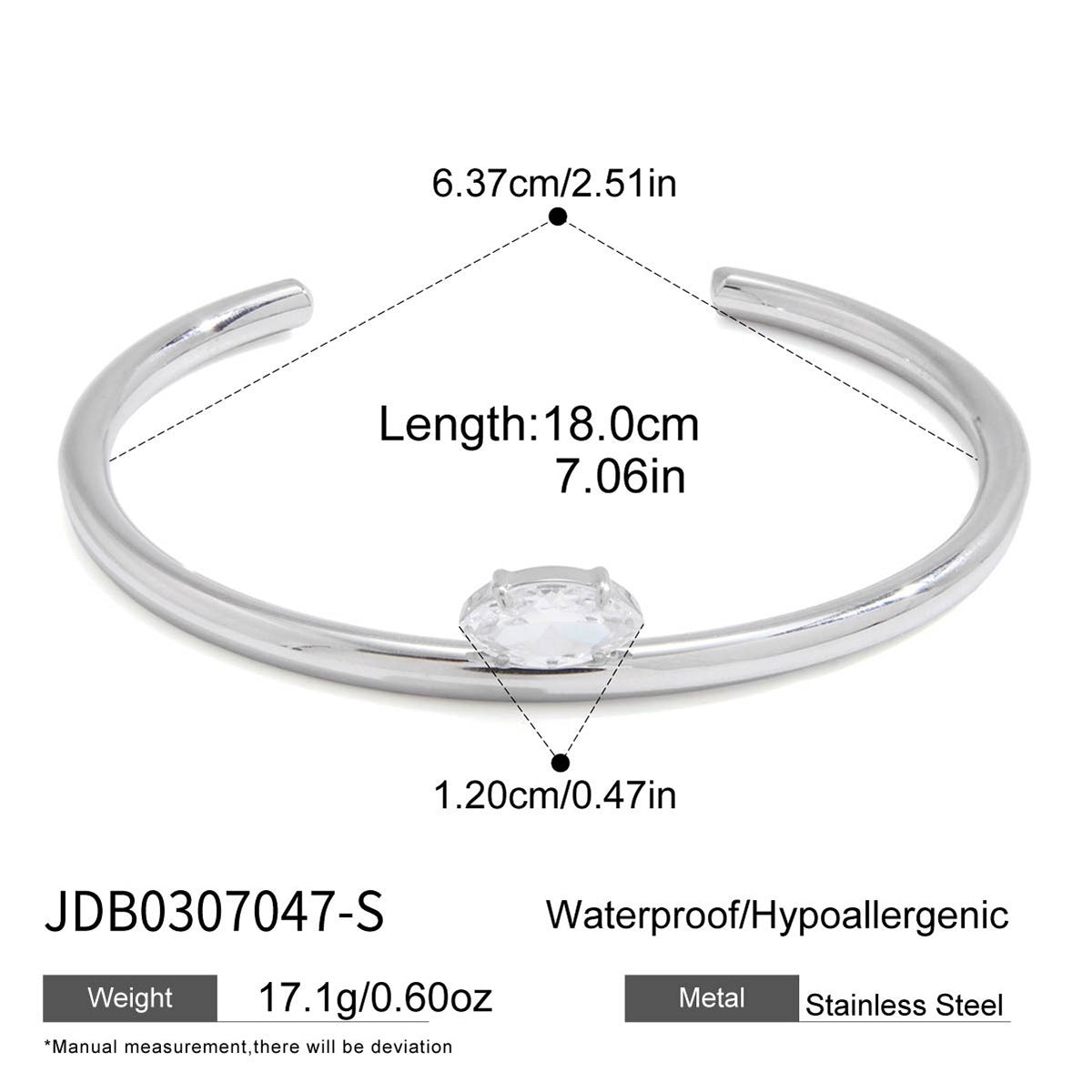 Geometric Cubic Zirconia Inlaid Plated Stainless Steel Bracelet