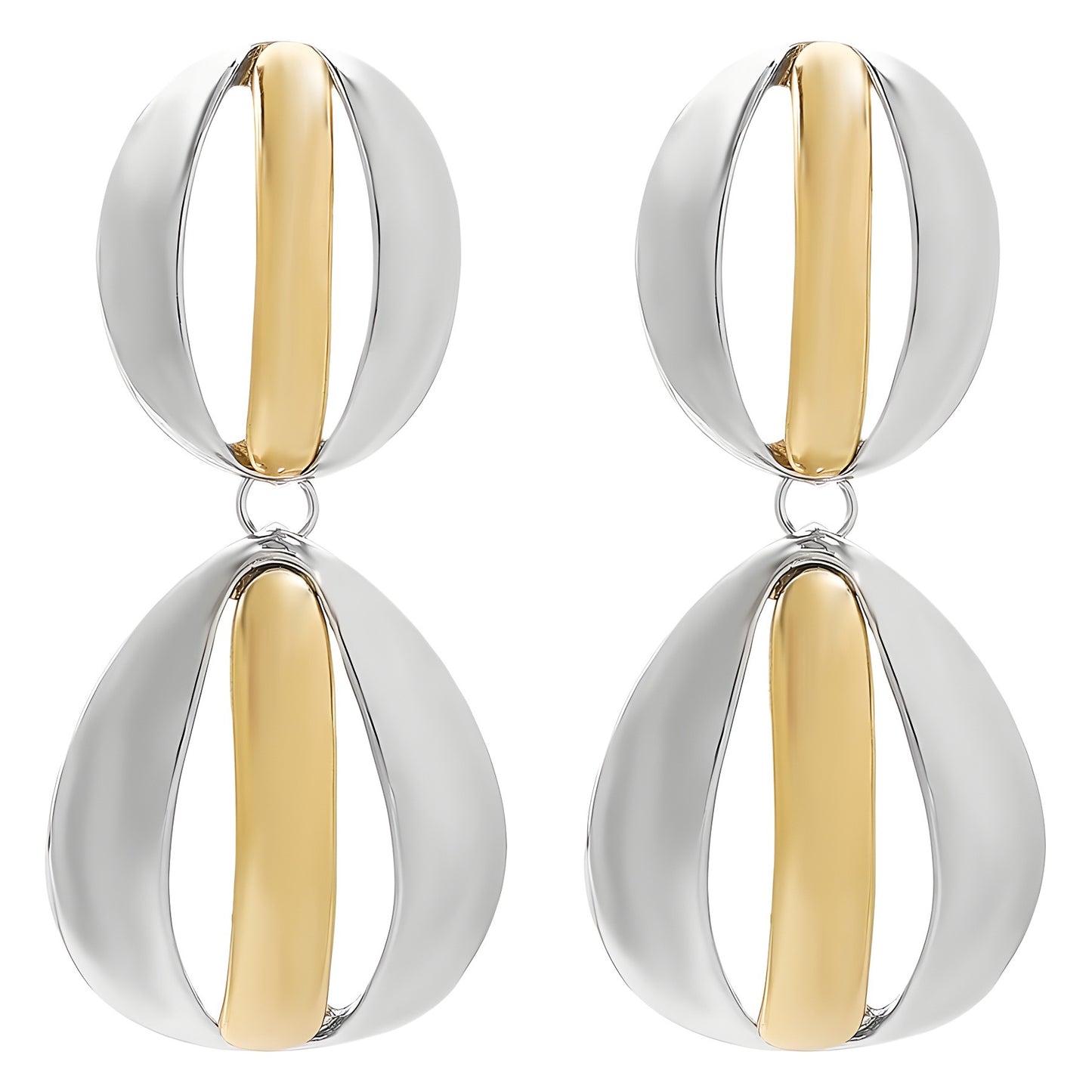 Pendientes Geométricos de Aleación para Mujer con Acabado Chapado, Estilo Minimalista Moderno