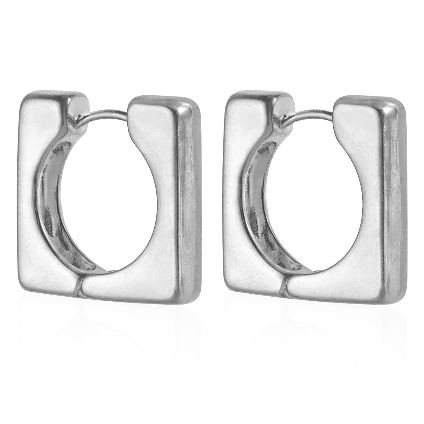 Pendientes de aro cuadrados minimalistas de aleación con diseño geométrico calado para mujer