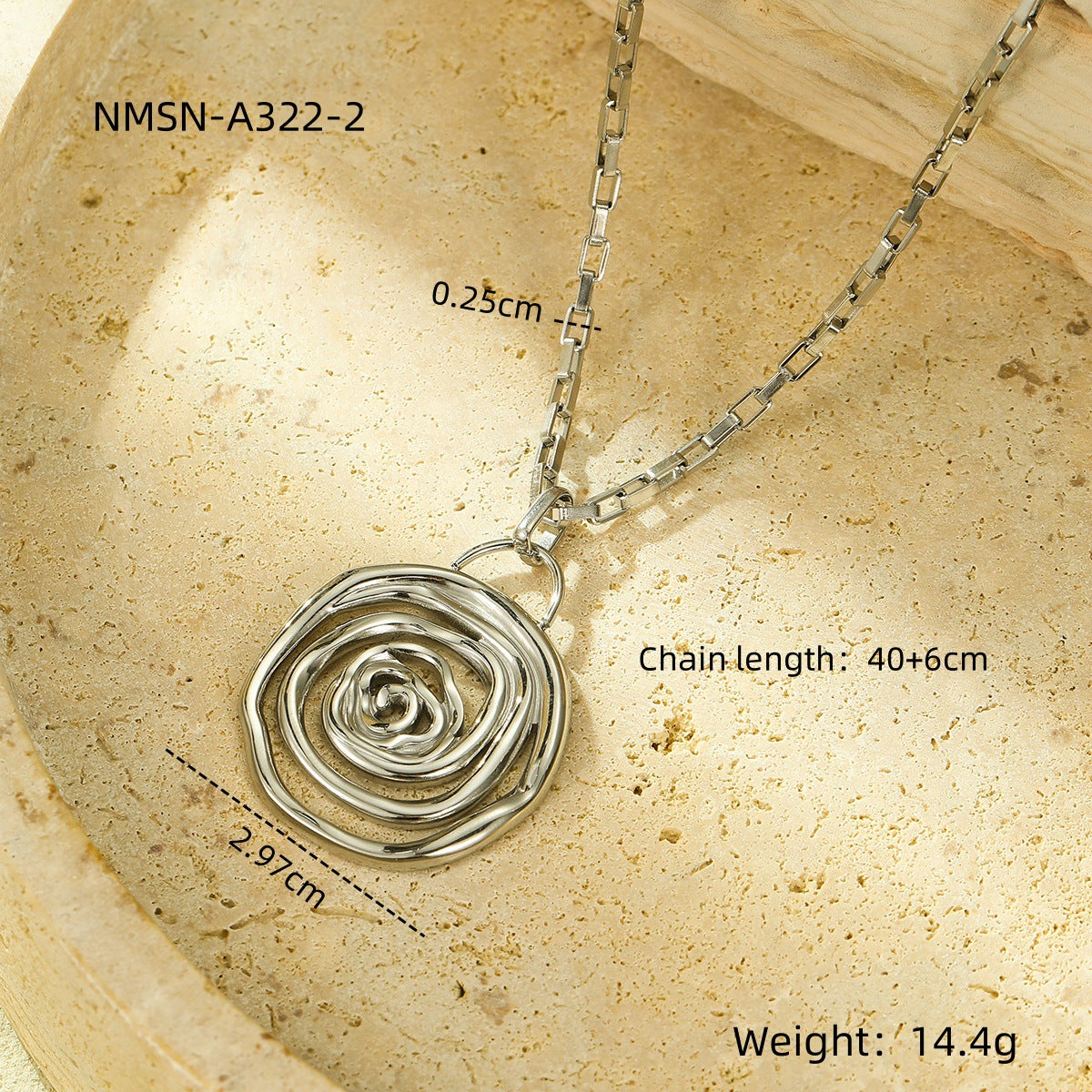Collar minimalista con colgante de espiral de titanio y acero con acabado chapado para mujer