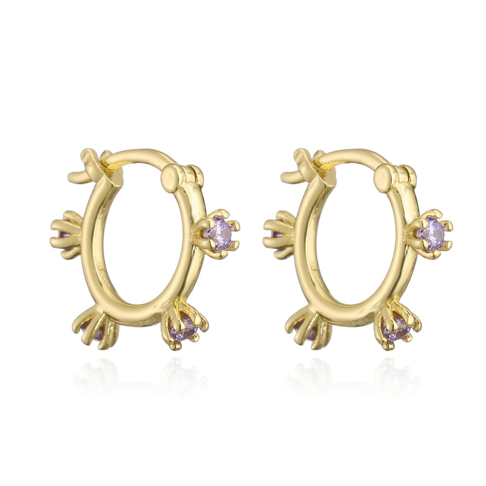 Orecchini Geometrici Minimalisti da Donna in Rame con Placcatura in Oro 18K e Zirconi AAA