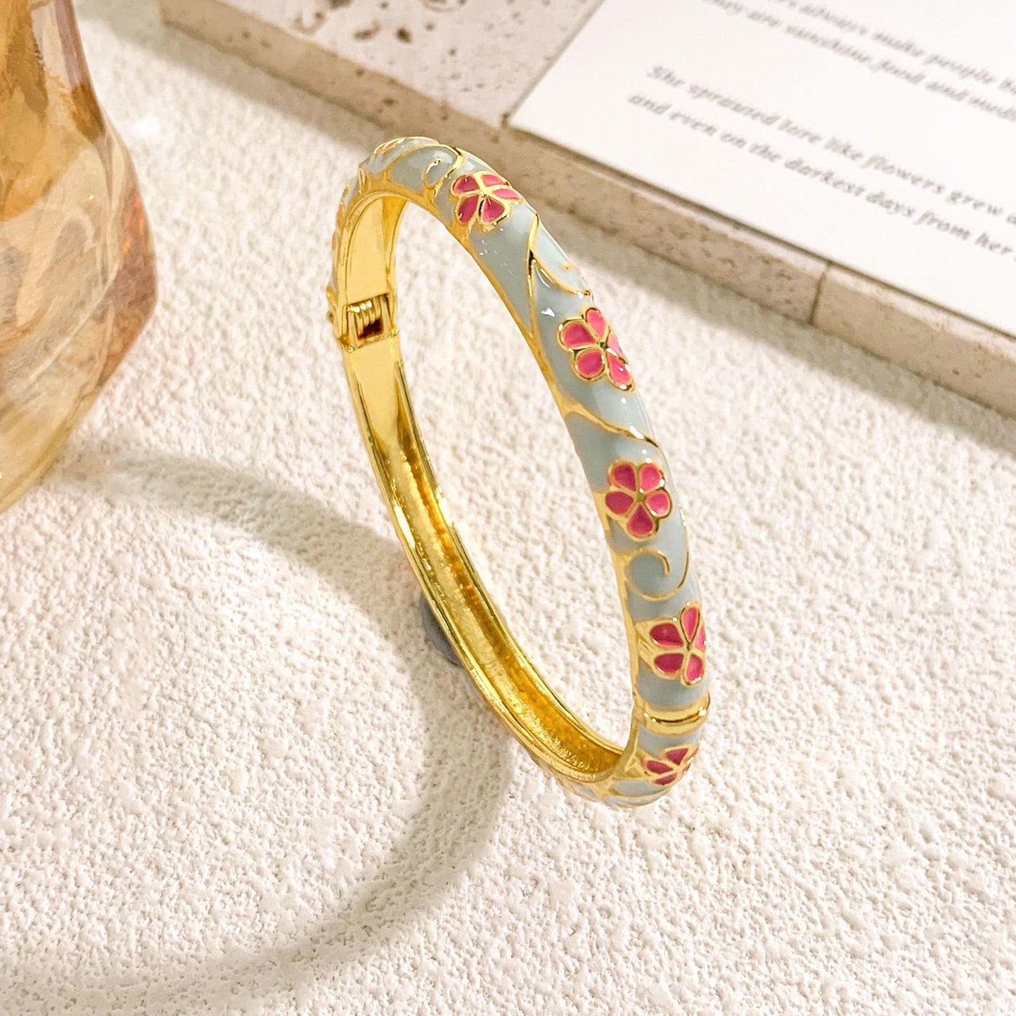 Bracciale rigido in lega smaltata di lusso vintage, design geometrico rotondo ovale, gioielli alla moda