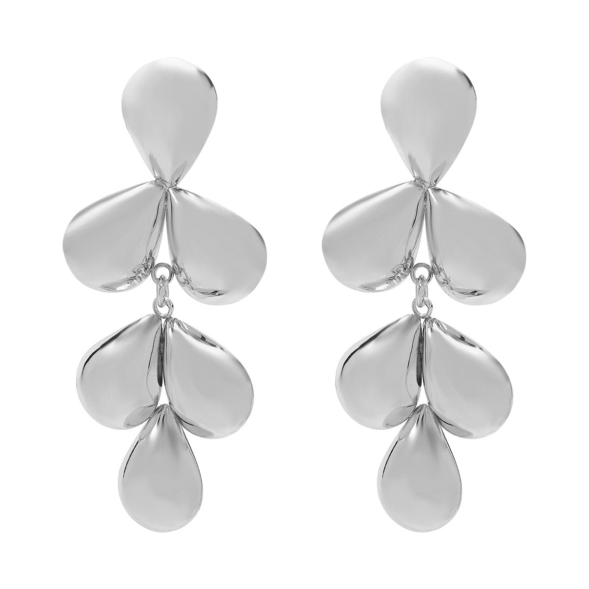 Orecchini geometrici minimalisti a goccia in ferro galvanizzato con finitura metallica brillante da donna