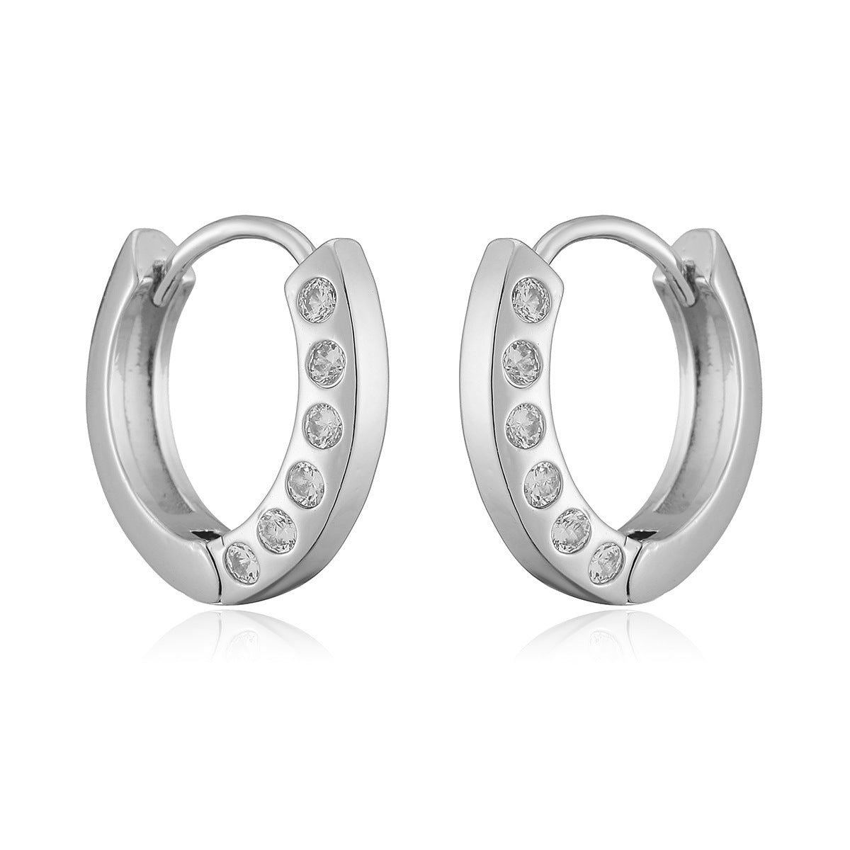 Minimalist 18K Gold Plated Brass Geometric Hoop Earrings with Cubic Zirconia for Women