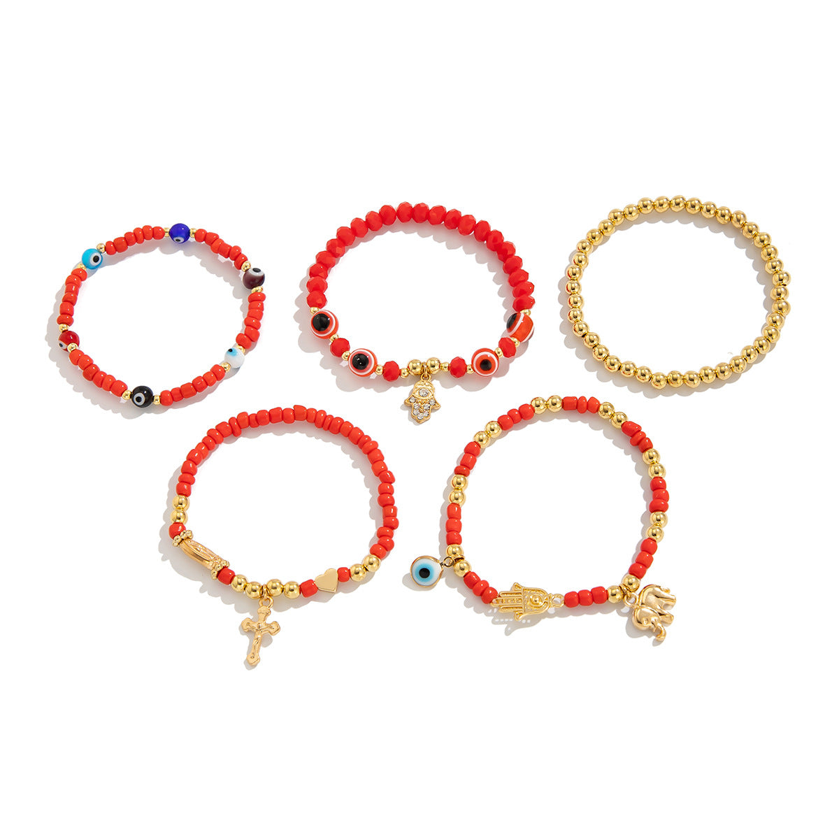 Bohemian Vintage Ethnic Cross Geometric Crystal Rhinestone Plated Alloy Bracelet Unisex