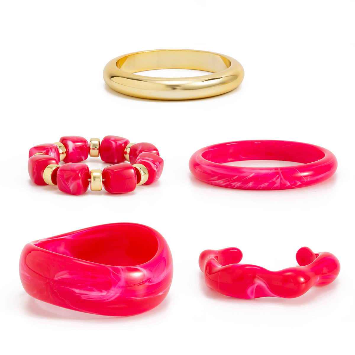Exaggerated Geometric Gradient Resin Plated Bangle Bracelet