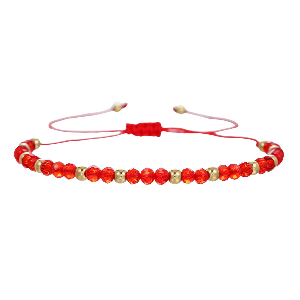 Bohemian Geometric Faceted Glass Bead Handmade Adjustable Bracelet for Women