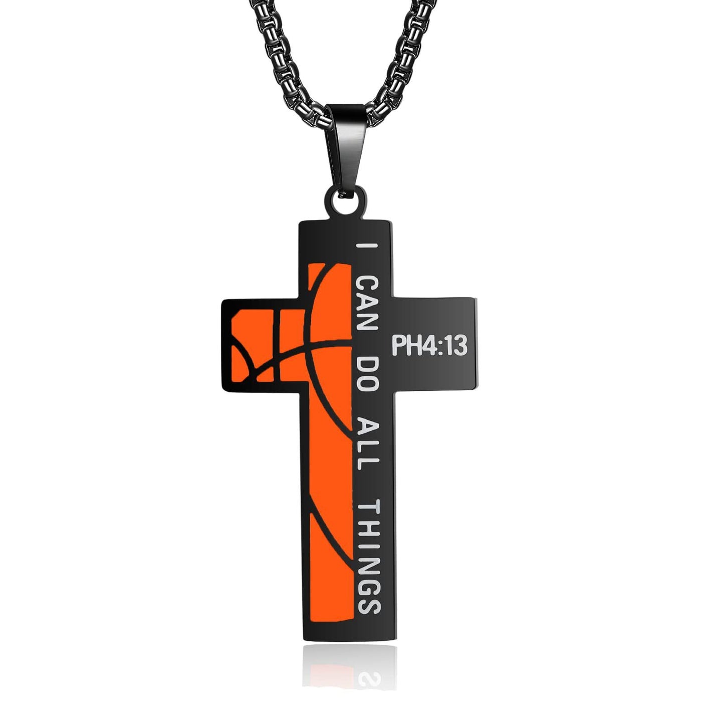 Punk Hip-Hop Stainless Steel Cross Pendant Necklace with Enamel Coloring for Men