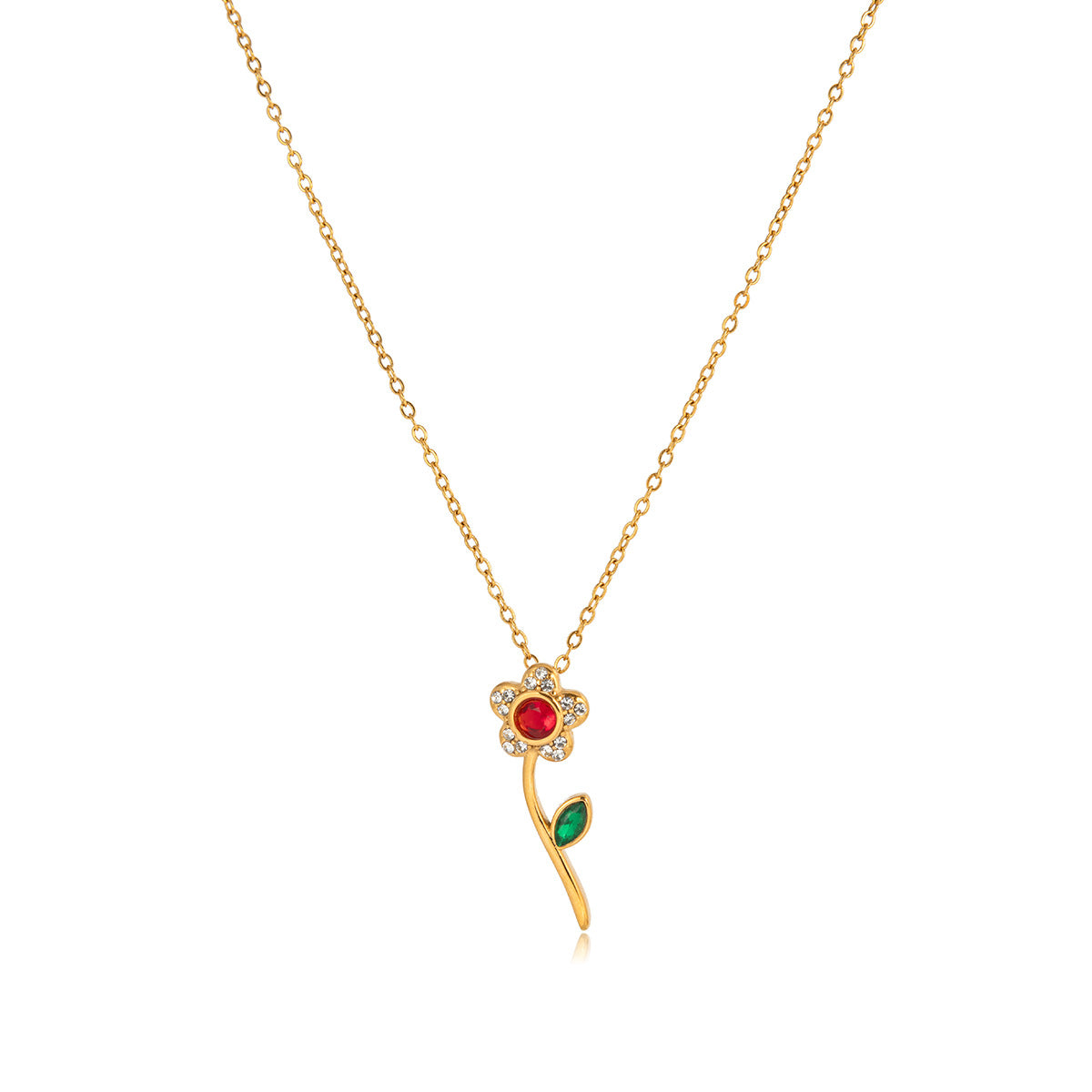 Luxury Minimalist Geometric Flower PVD Gold Plated Stainless Steel Necklace for Women