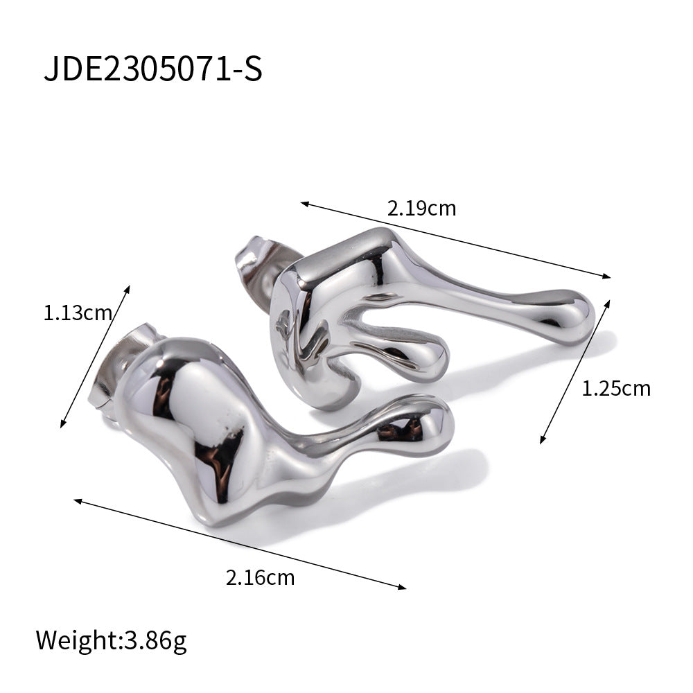 Trendy Geometric Irregular 18K Gold Plated Stainless Steel Earrings for Women