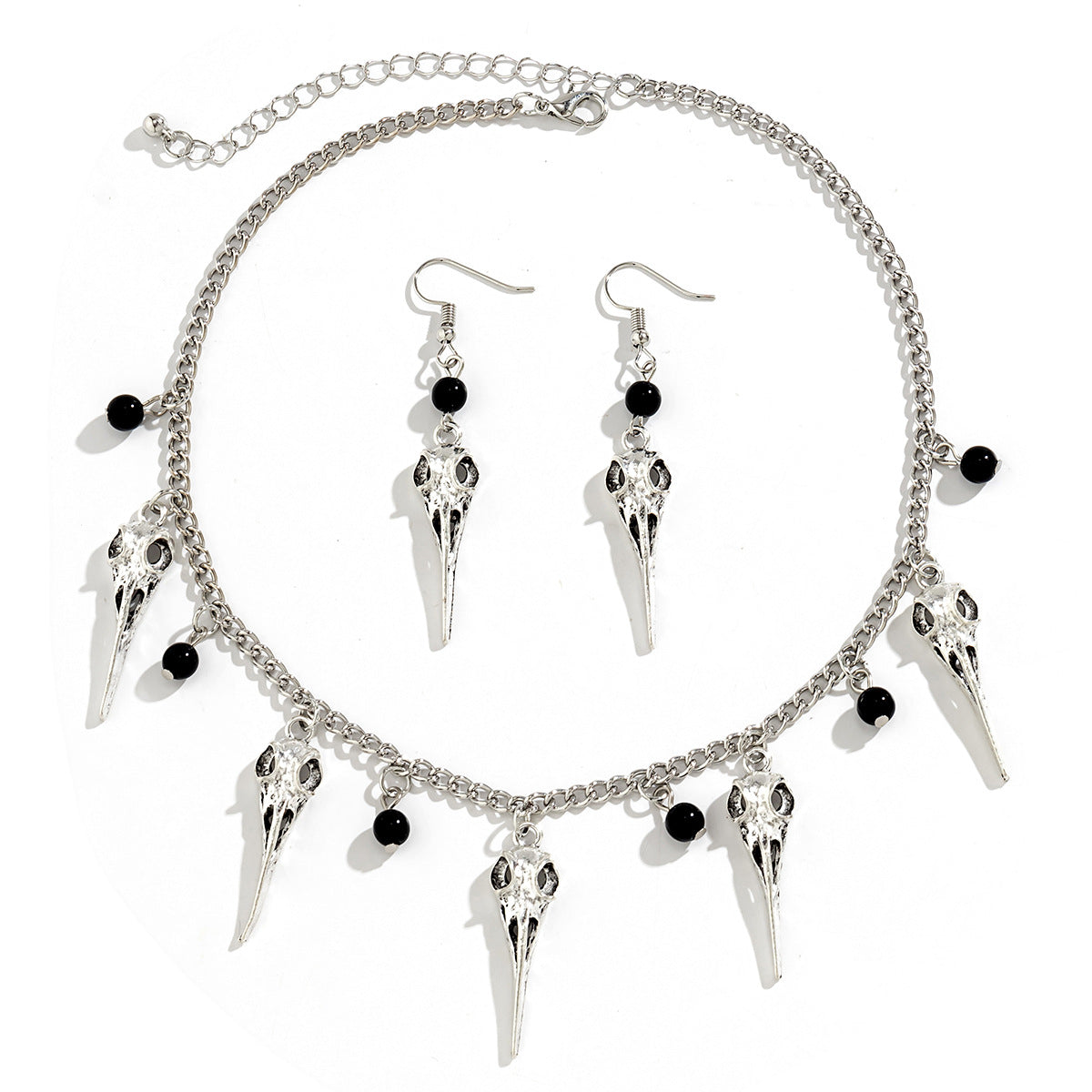 Collana da donna stile Punk Gothic Halloween con pendente a forma di teschio, catena in lega dalla forma geometrica e finitura galvanizzata