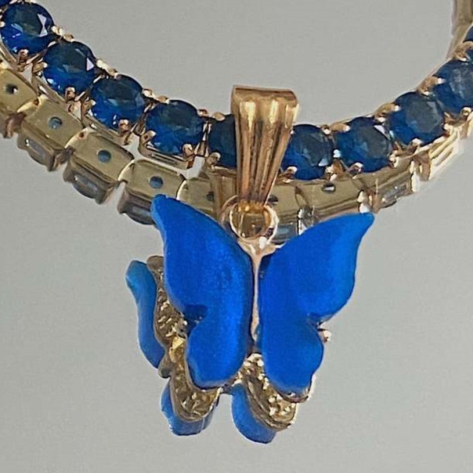 Romantic French-Style Butterfly Pendant Necklace in Titanium Steel with Vacuum Electroplating, Lightweight Luxury Sweater Chain in O-Chain Style