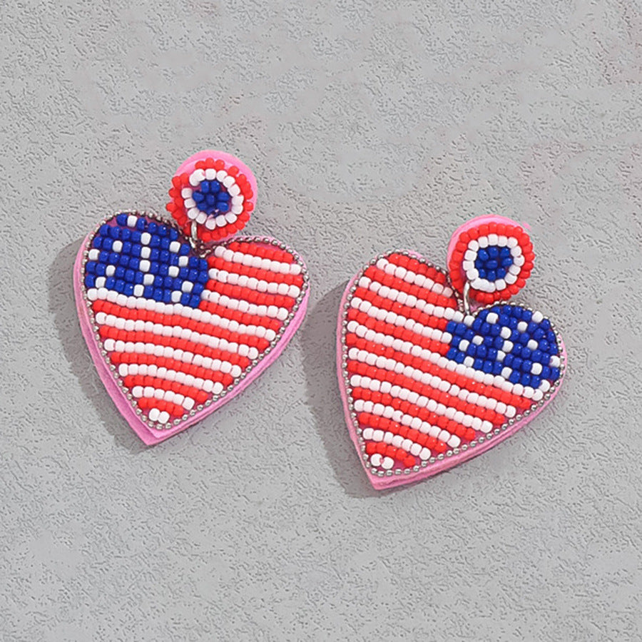Set de pendientes minimalistas asimétricos de corazón y geométricos para mujer con engaste de micro-pavé y perlas