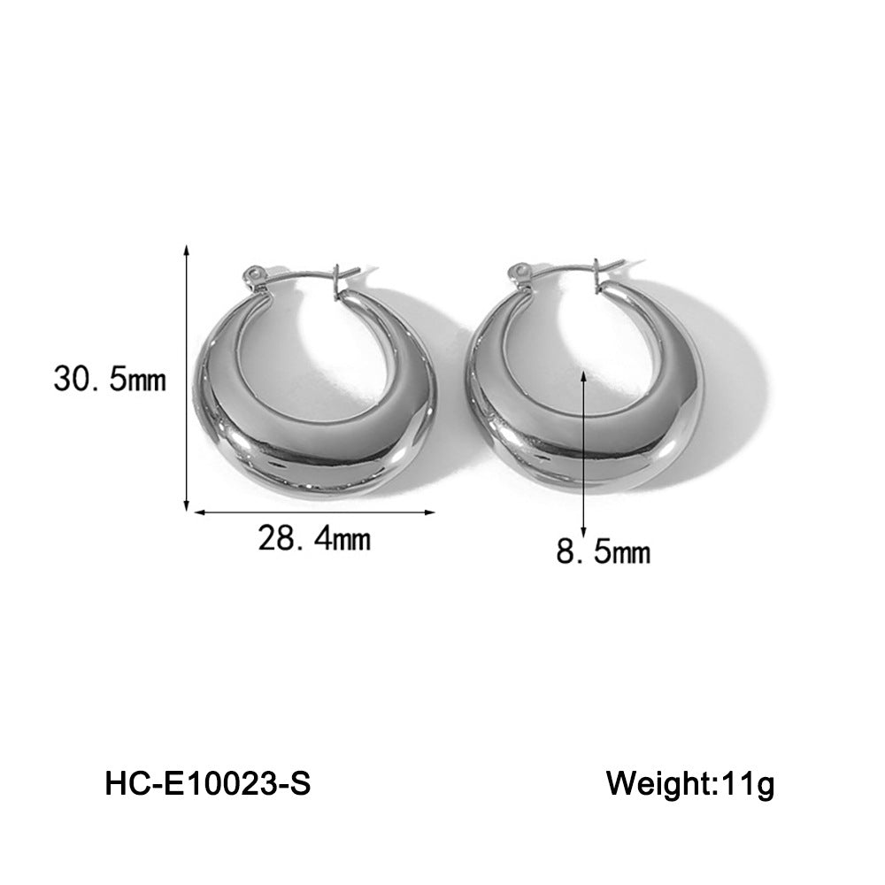Minimalist Geometric Hollow Stainless Steel Gold-Plated Earrings for Women