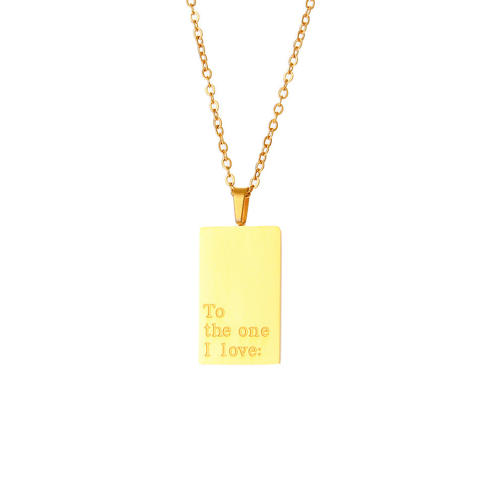 Collana con Pendente a Lettera Minimalista in Acciaio Inossidabile con Placcatura Sottovuoto in Oro 18 carati per Donna