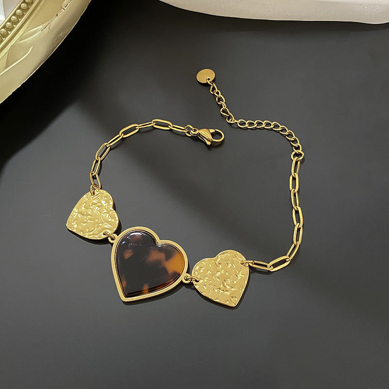 Vintage Gold Plated Titanium Steel Leopard Print Bracelet Unisex