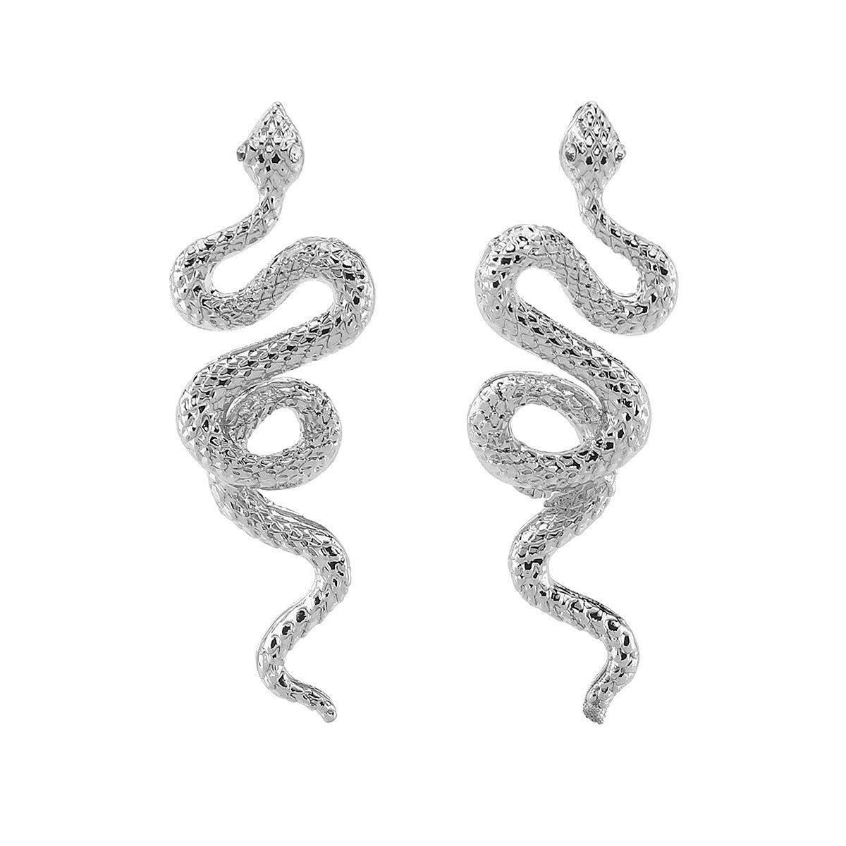 Pendientes de aleación con forma de serpiente minimalistas con acabado chapado para mujer