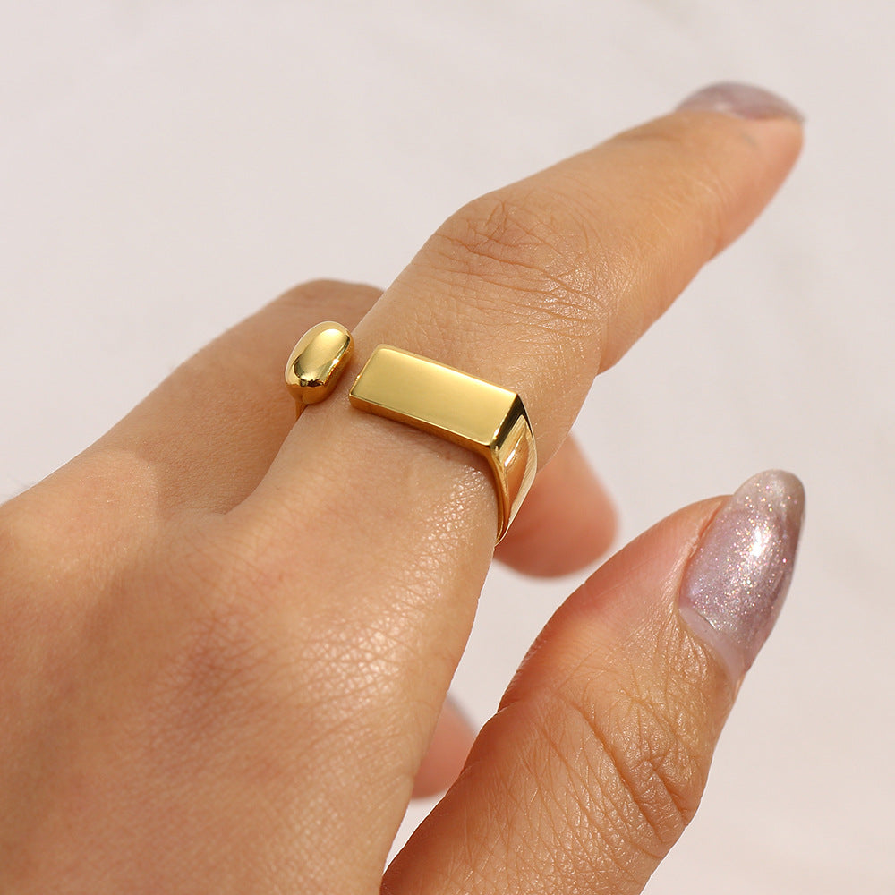 Anillo de acero inoxidable geométrico de moda con baño de oro de 18K para mujer