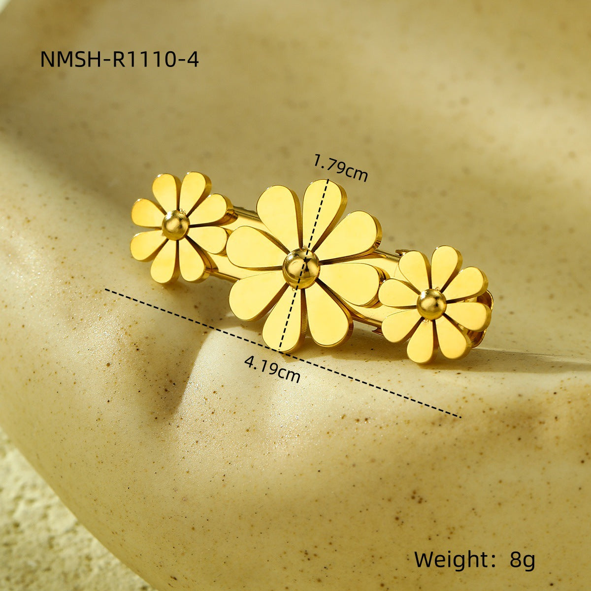 Elegante fermaglio per capelli da donna a forma di petalo, in acciaio inossidabile con intarsio in zircone, stile ufficio minimalista