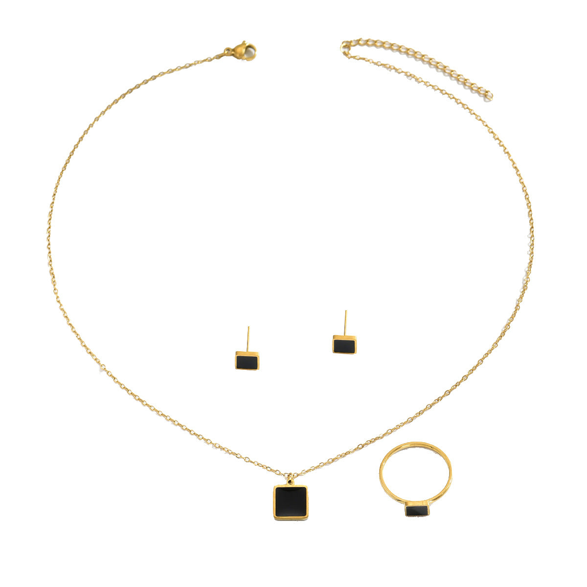 Set collana lunga con inserto in acrilico a quadrato geometrico per donna con orecchini e bracciale abbinati